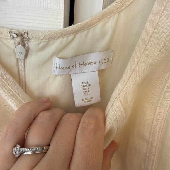 House of Harlow 1960 Cream Linen Blend Midi Dress. Size L - Picture 3 of 7